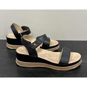 Patrizia‎ Raizel Wedge Woman Sandal Size 10.5 / 42 Gold Hook Loop Strappy Cushy